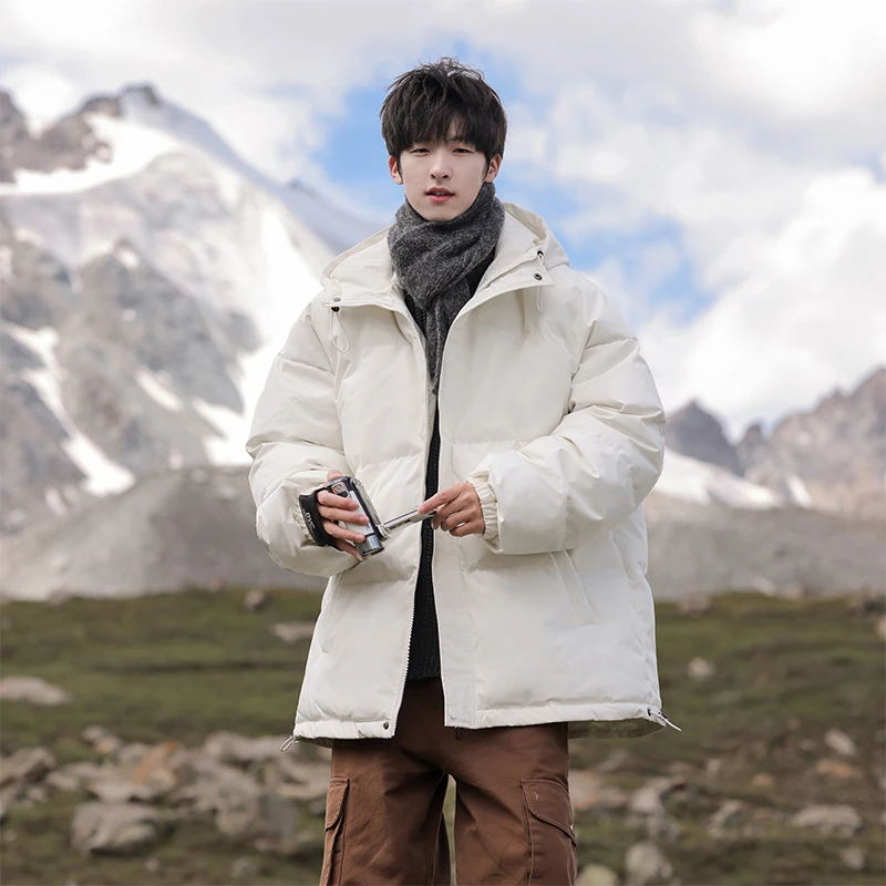 

Новая осенне-зимняя модная толстая пуховая куртка на хлопковой подкладке для подростков и мужчин, высококачественная однотонная теплая короткая верхняя одежда с капюшоном