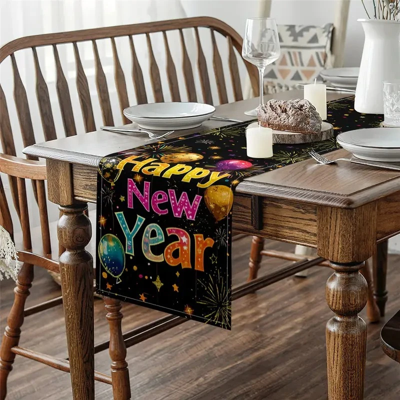 VIKAMA Ground & Plaid Table Runner, Washable Non-Slip Table Runner for Dining Table Party