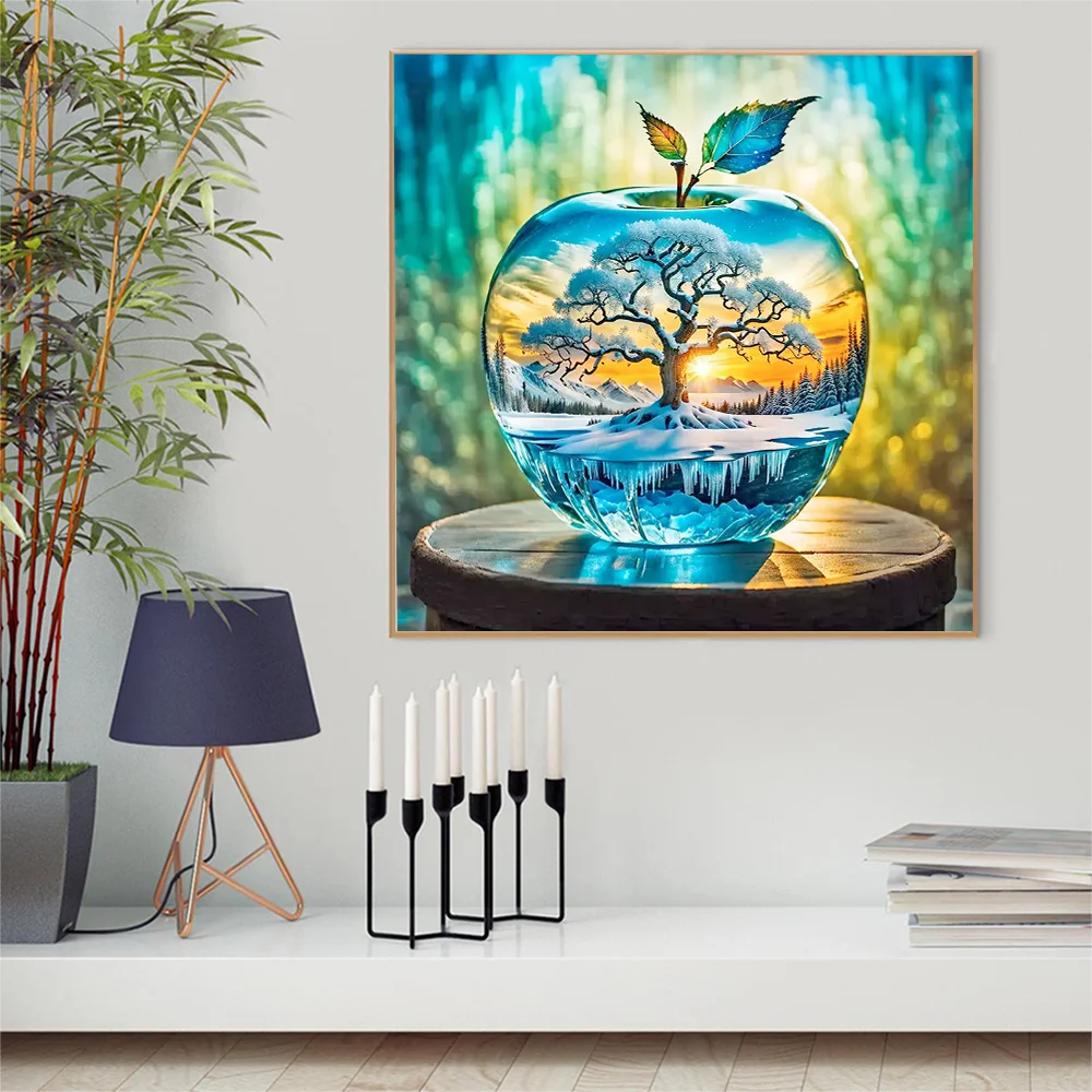 Evershine 5D Diamond Painting Apple Diamond Mosaic Snow Landscape Full Square Embroidery Picture Rhinestones Home Decor