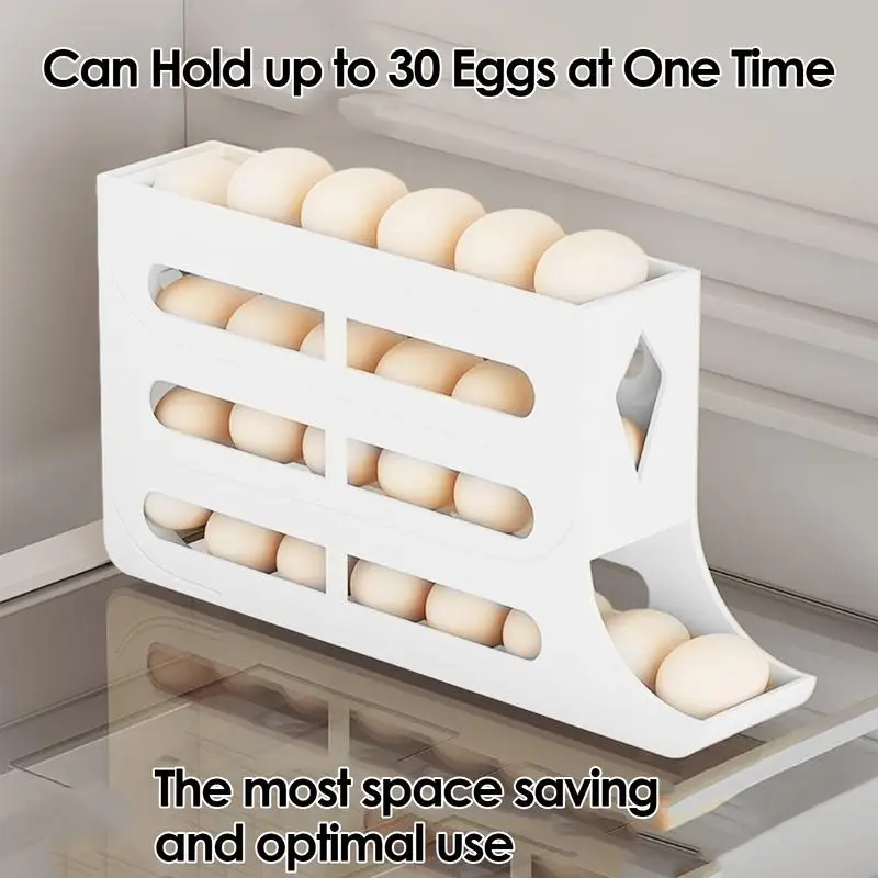 Refrigerator Auto Scrolling Egg Rack Storage Box Egg Holder Container Organizer Roll down Egg Dispenser for kitchen