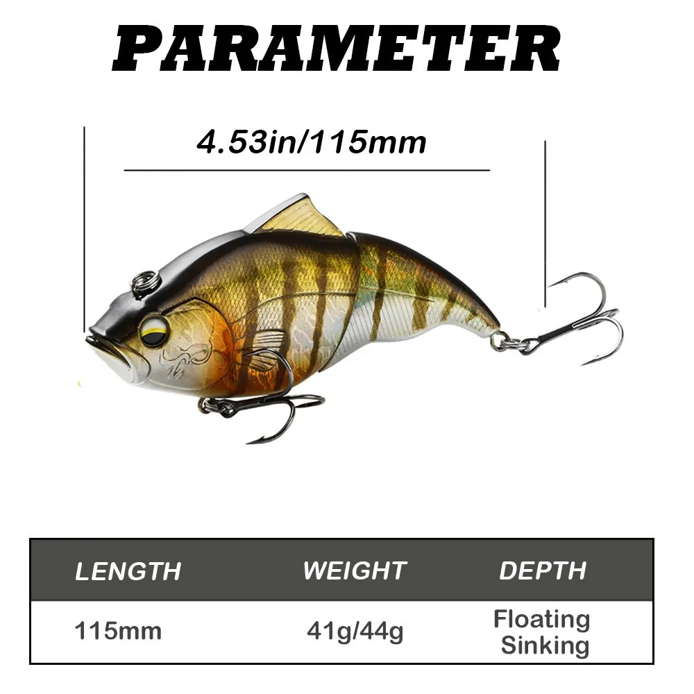 Lipless Vibration Lure Hard Baits 115mm Crankbait Fishing Lures Slow Sinking Floating VIB Jointed Fishing Wobbler for Fishing