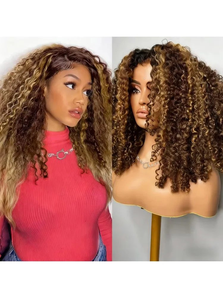 Krullende korte bob pruik van echt haar, lijmloos, met highlights 4/27, 5x5 HD kant sluiting pruik, kant frontale pruiken, diepe golf, voorgeplukte pruiken, 16 inch - afbeelding 2