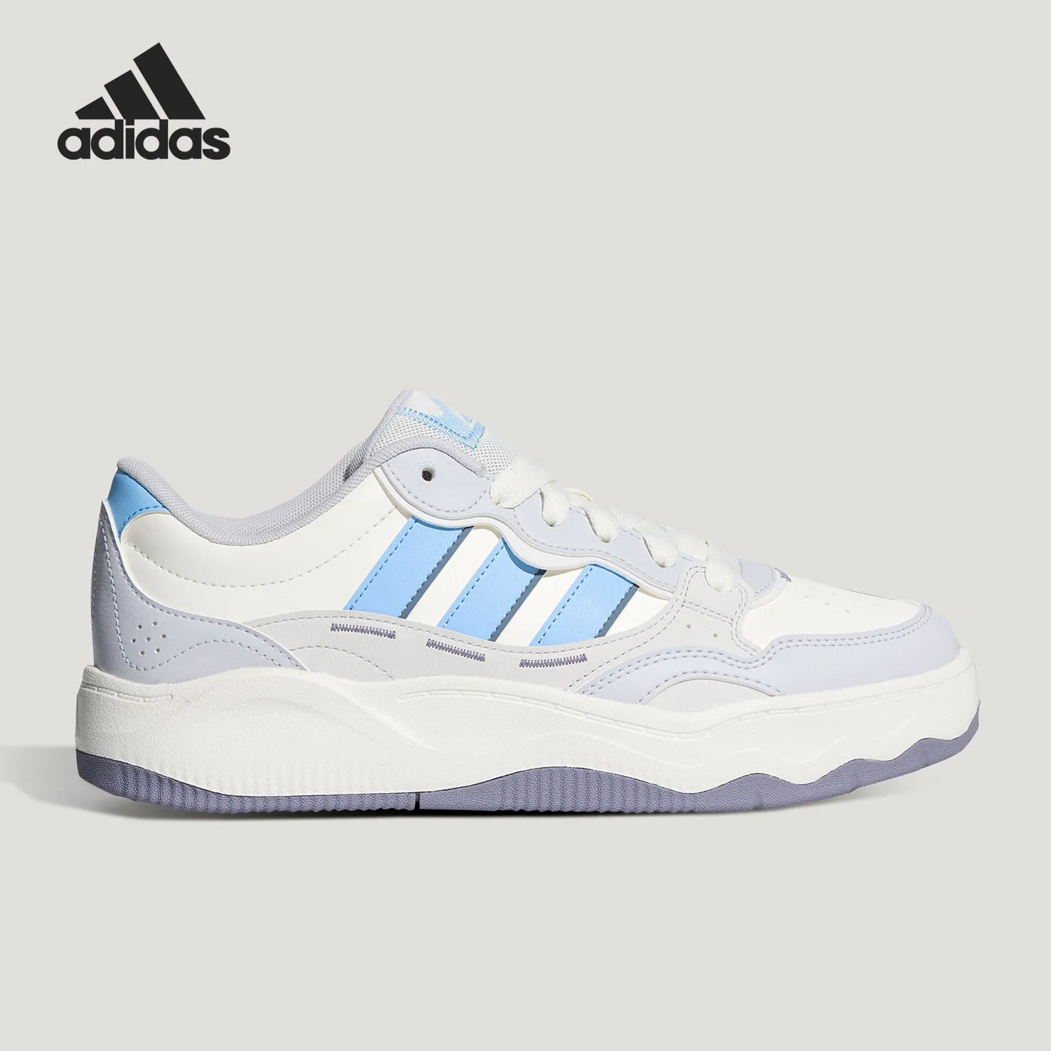 Adidas KZ6684 White Light Blue Skate Shoes Three Stripes Synthetic Upper Low Top Thick Rubber Sole Casual Daily Walking Sneakers
