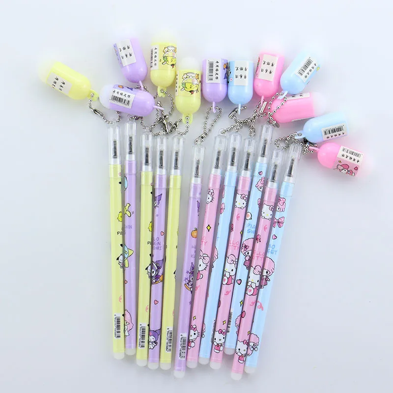 Sanrio Family 12-24pcs Kawaii Stationery Prize Gel Pen Hello Kitty Kulomi My Melody Black 0.5mm Student Writing Supplies School