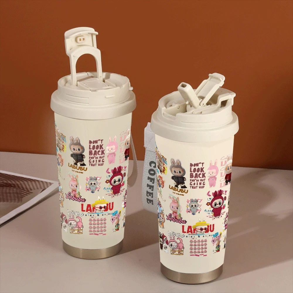 

Labubu Cartoon Insulated Cups Leakproof Boys Portable Student Water Cup Labubu Periphery Kawaii Cartoon Summer Cute Labubu Gift