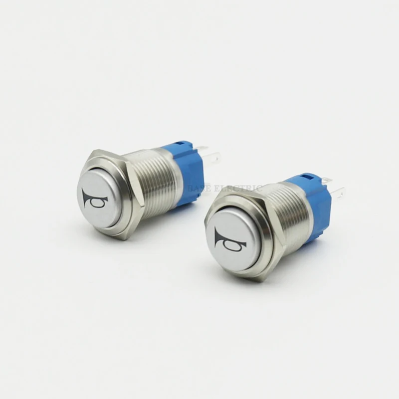 16mm 12-24V Car Led Light Momentary Horn Metal Button Switch Push Button Blue Green Red Yellow White