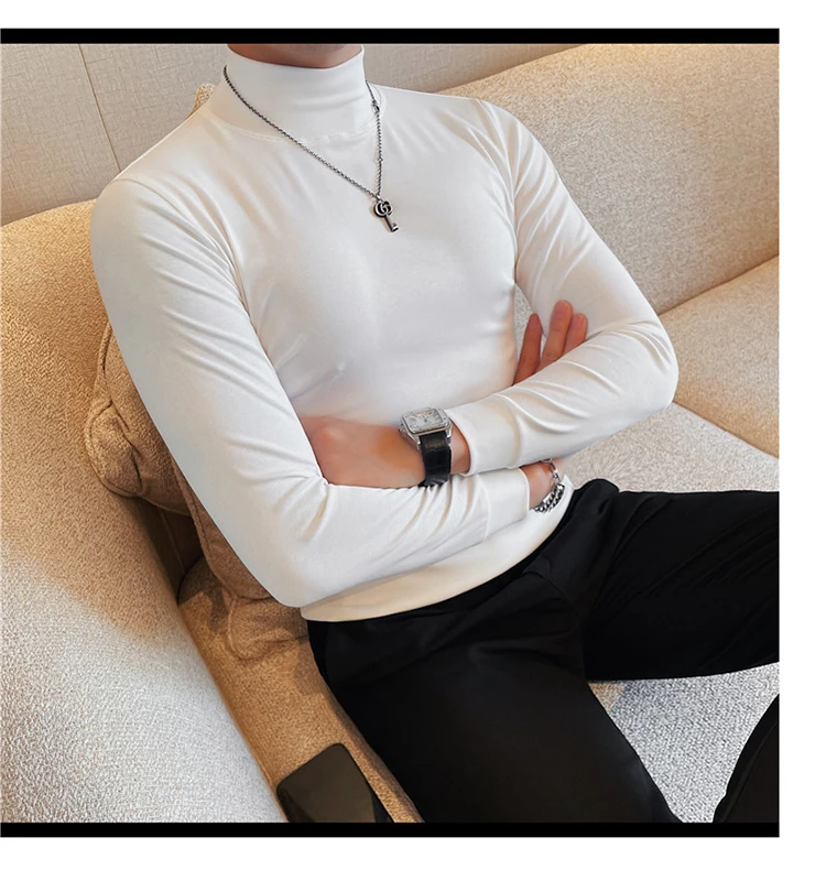 2026 Herren Thermounterwäsche Rollkragen-Hemd mit Revers, dünnes Modal-Herbst- und Winter-Langarm-Unterhemd, einlagiges Slim-Fit-Oberteil – Detail 5