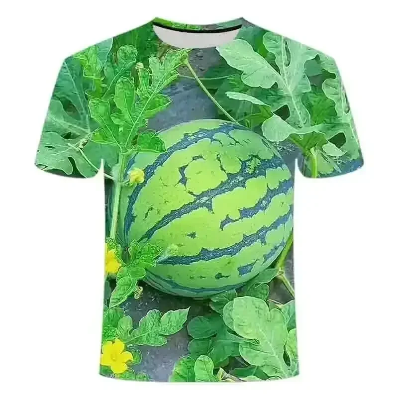 Herren Freizeit-T-Shirt mit kreativem Wassermelonen-Grafikdesign, lustigem Rundhals, kurzen Ärmeln, alltagstauglich, locker sitzend, atmungsaktiv, Übergröße