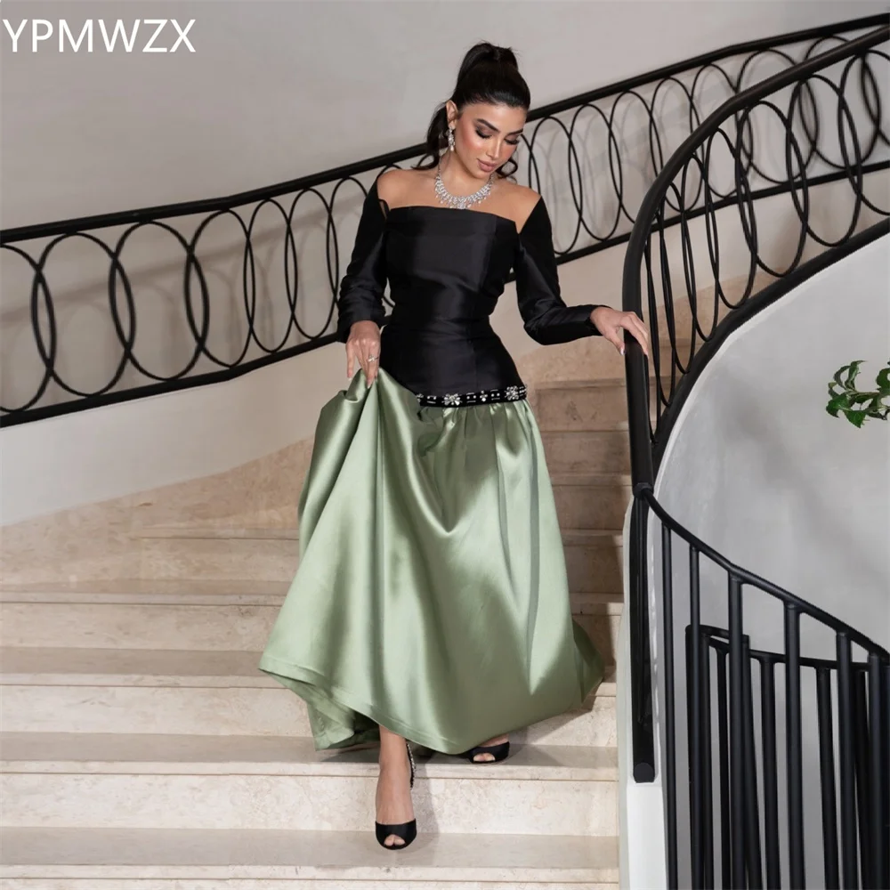 

Customized Formal Dress Women Party Occasion Prom Gown YPMWZX Off-the-shoulder A-line Floor Length Skirts Draped Bead Bespoke Oc