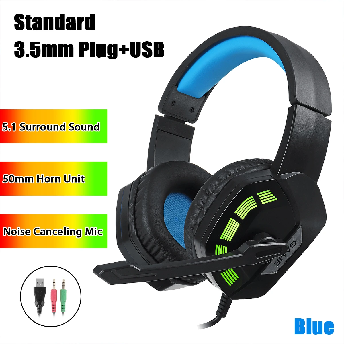 7.1 Stereo Wired LED Gaming Headset For PS4 Gamer Headphone with Mic Noise Cancel PC Computer Over Ear PC Laptop Tablet Earphone