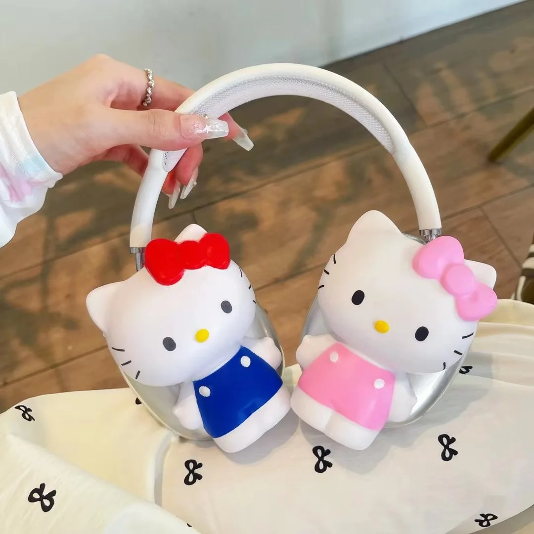 Мультипликационный стереоскопический чехол Hello Kitty, подходит для AirPods Max, защитный чехол для наушников, прозрачный защитный мягкий чехол из