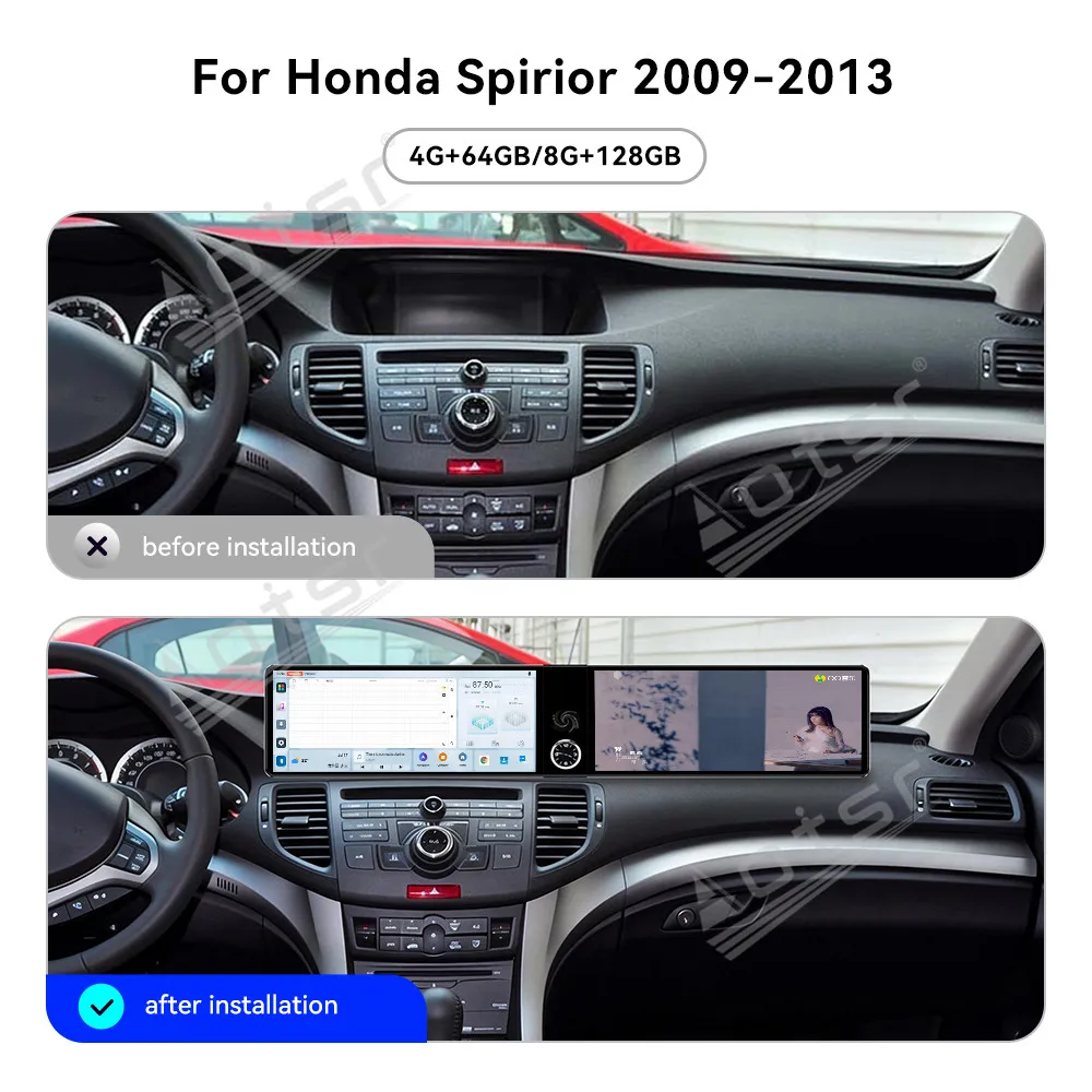 12.3Inch HD Dual Touch Screen Android 15 For Honda Spirior 2009-2013 Android auto 4G SIM LTE Car GPS Multimedia Player Car Media