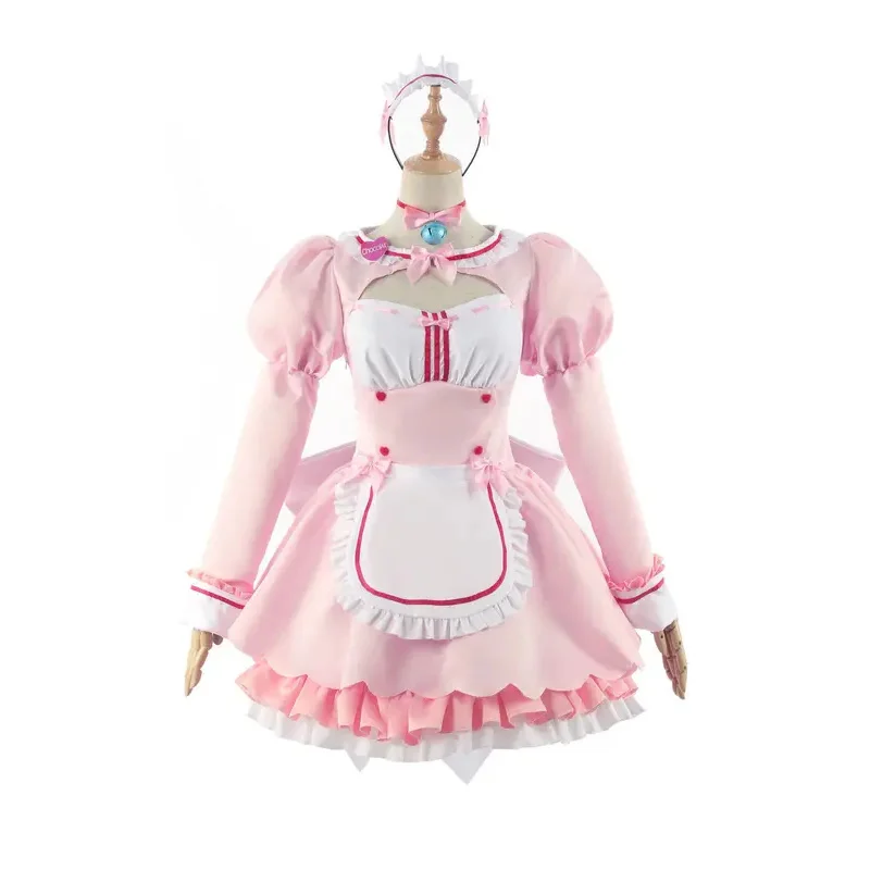 Disfraz de Anime nekotena Vanilla para niñas, peluca de sirvienta Lolita, vestido azul, espectáculo de fiesta de Halloween, trajes de juego de rol