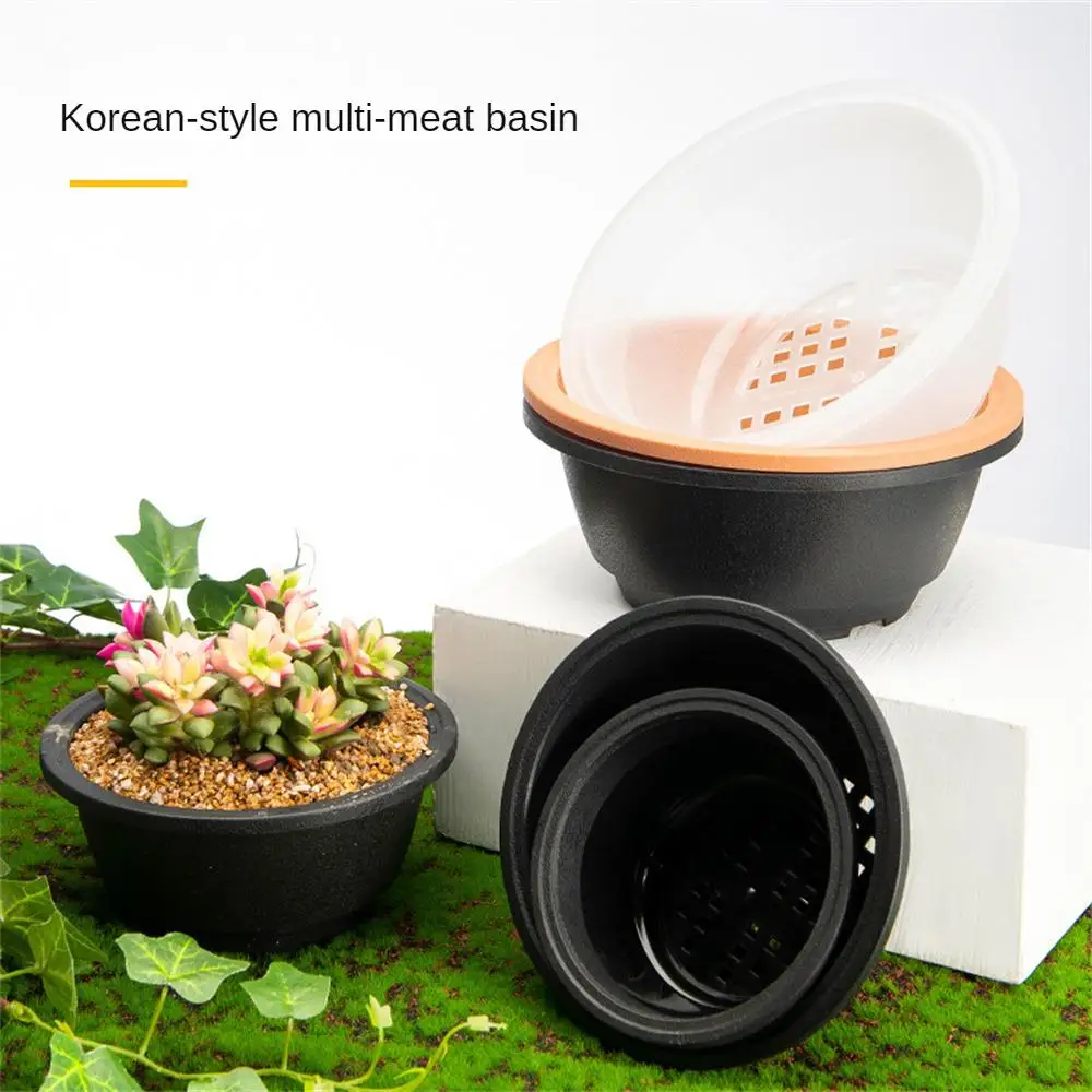 Plastic Round Succulent Flower Pots New Chunky Korean-style Large Succulent Pot Degradable Corrosion-resistant Textured Planter