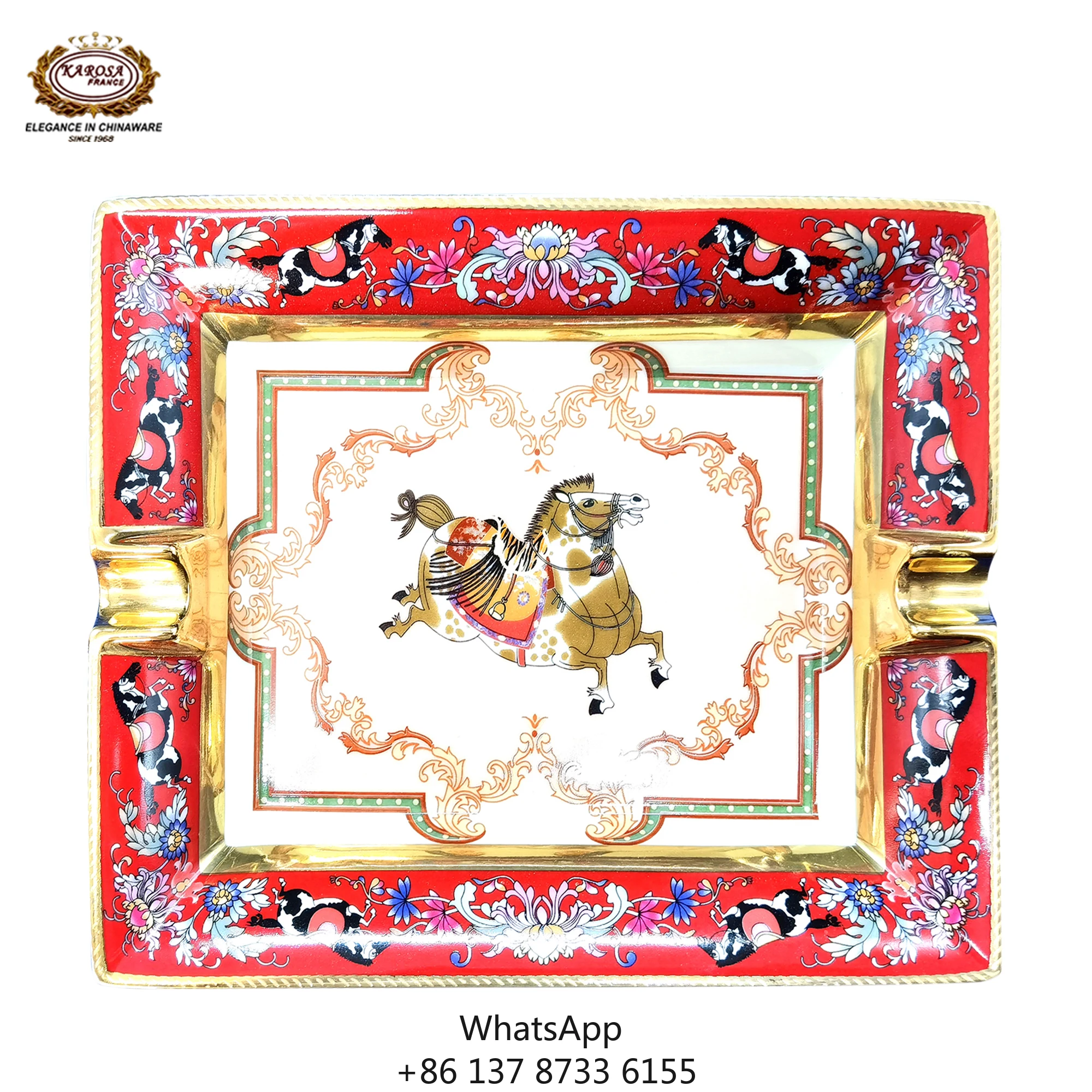 

High Quality Porcelain Gold Ashtray 19.5cm*15.5cm*4cm For Home Hotel And Banquet