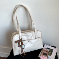 Korean Casual PU Leather Tote Bags for Women Use Y2K Ladies Shoulder Bag Females Retro Latest Trend Designer Handbags and Purses