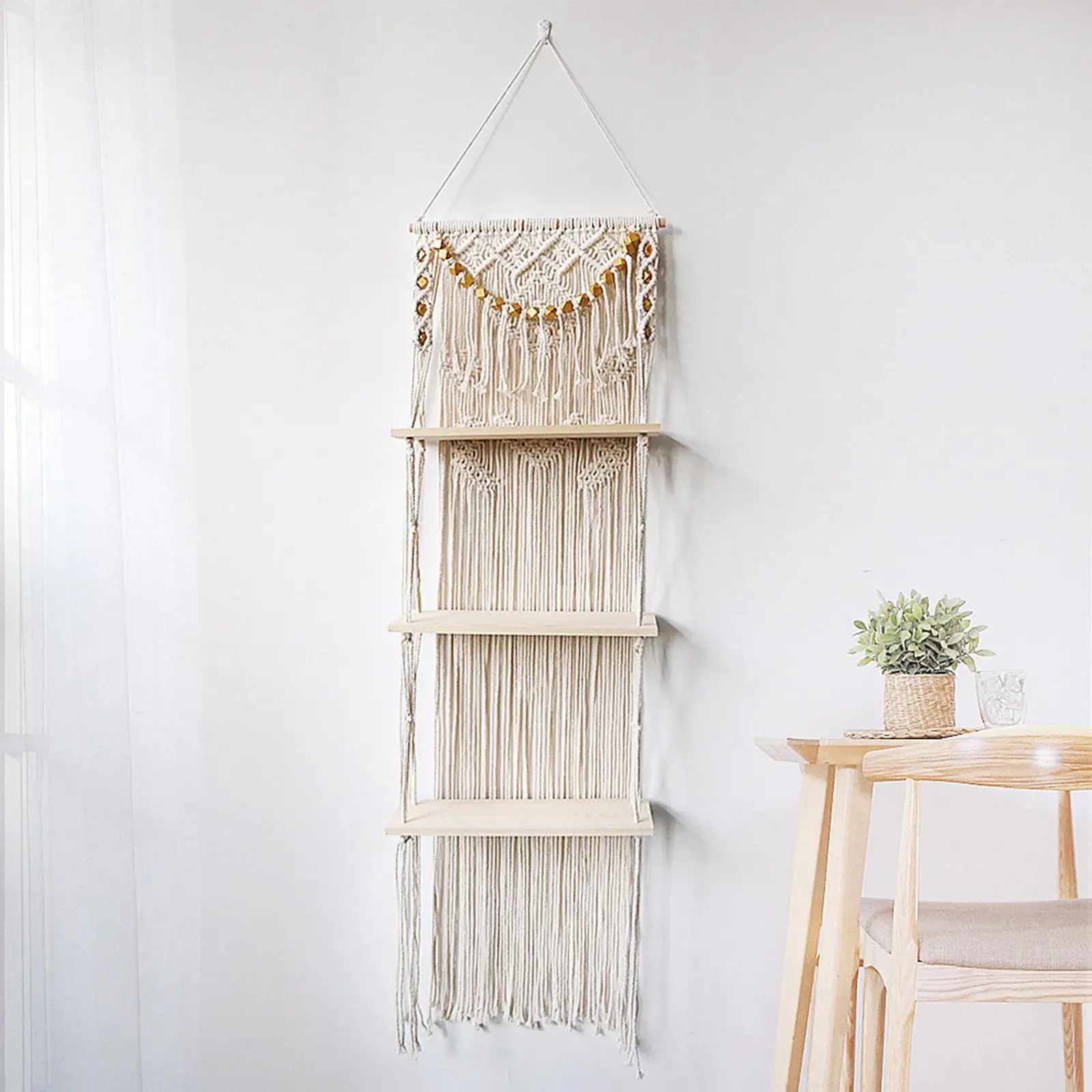 Macrame Wall Hanging Shelf Storage Organizer Aesthetic Tapestry Hanger for Home Decor