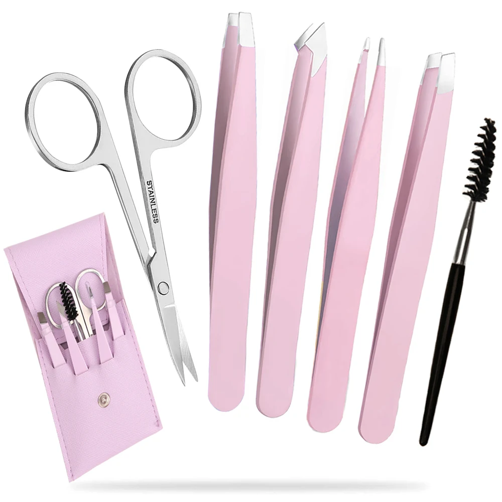 4/6Pcs Eyebrow Hair Removal Tweezers Eyelash Clip Professional Stainless Steel Lash Tweezer Set Eyebrow Forceps Tip Makeup Tools