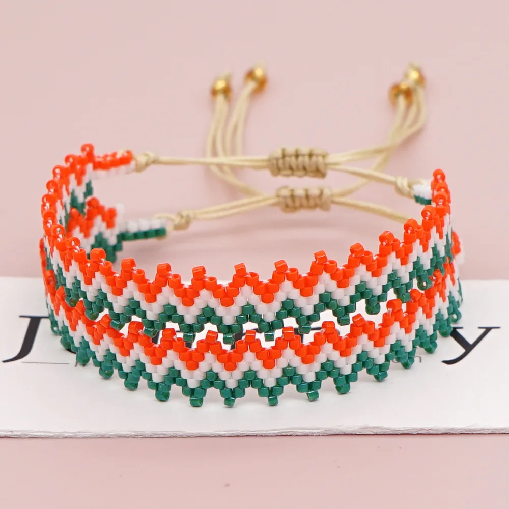 

Rice bead bracelet Gradient color Geometry Lightning Bohemia Pattern Hand-woven Adjustable Female Fashion Simple Beaded bracelet