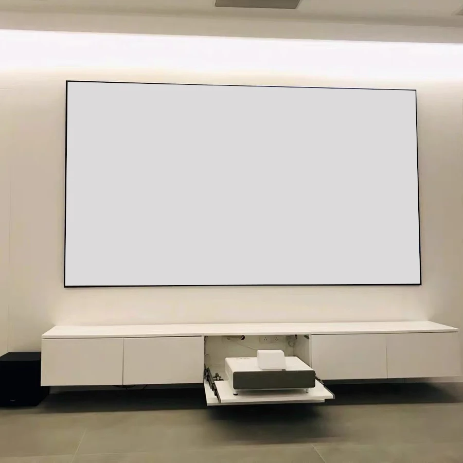 100 Inch Bioscoop Wit Projector Scherm Vast Frame Projectiescherm 1Cm Ultra Smalle Rand Voor Allerlei Projectoren 4K