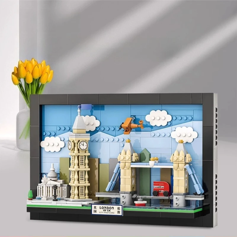 

SEMBO London City Postcard Building Blocks Creative Handmade Assembled Wall Painting Ornaments Trendy Toy Educational Model