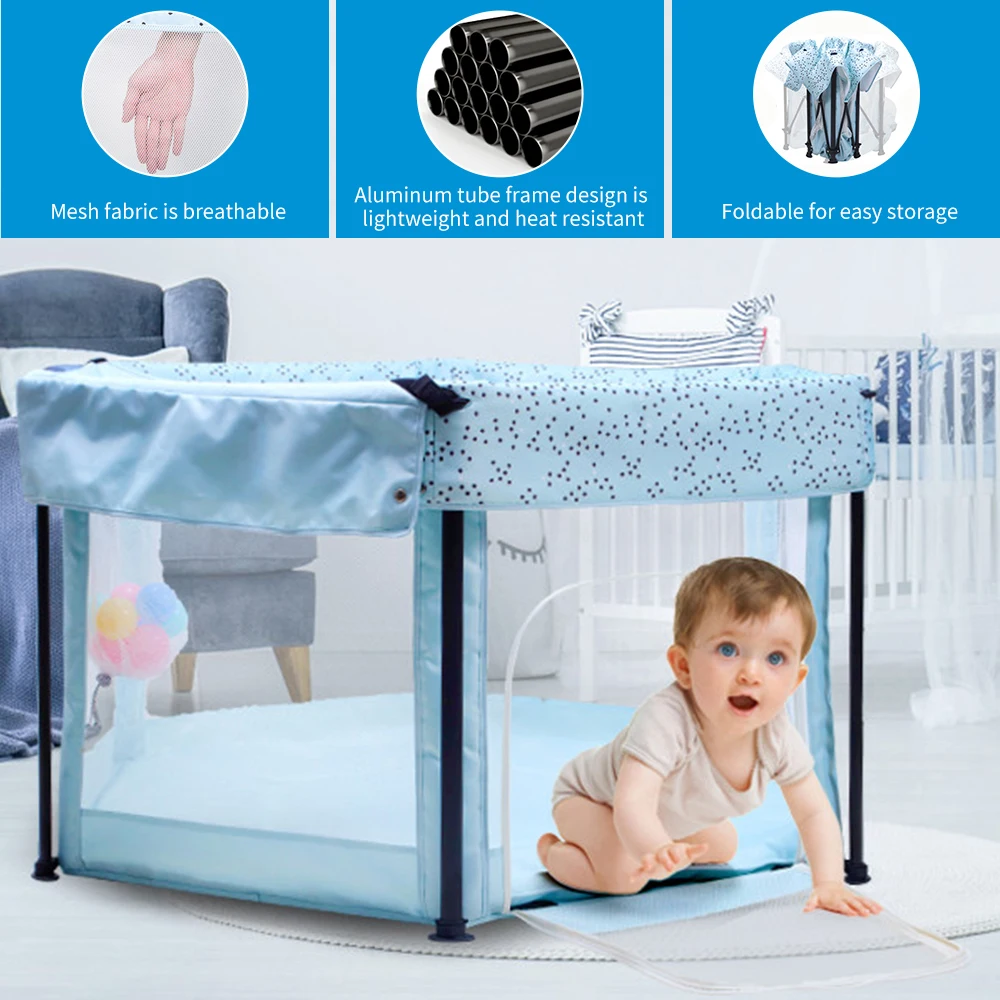 2024 Safety New Design baby safety indoor steel guard foldable playpen with mat corral for babies fence furniture baby playpen