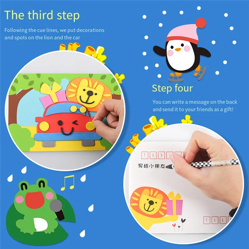 

B05C-12PCS Art Stickers Cartoon EVA Sticker Toys DIY Kids Animal Handmade Stickers 3D Stickers For Kids