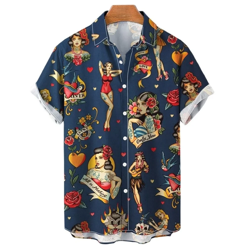 Ropa de diseñador para hombre, ropa de calle de Sailor Moon, Túnica de sirena de playa de manga corta, camisa hawaiana de gran tamaño de alta