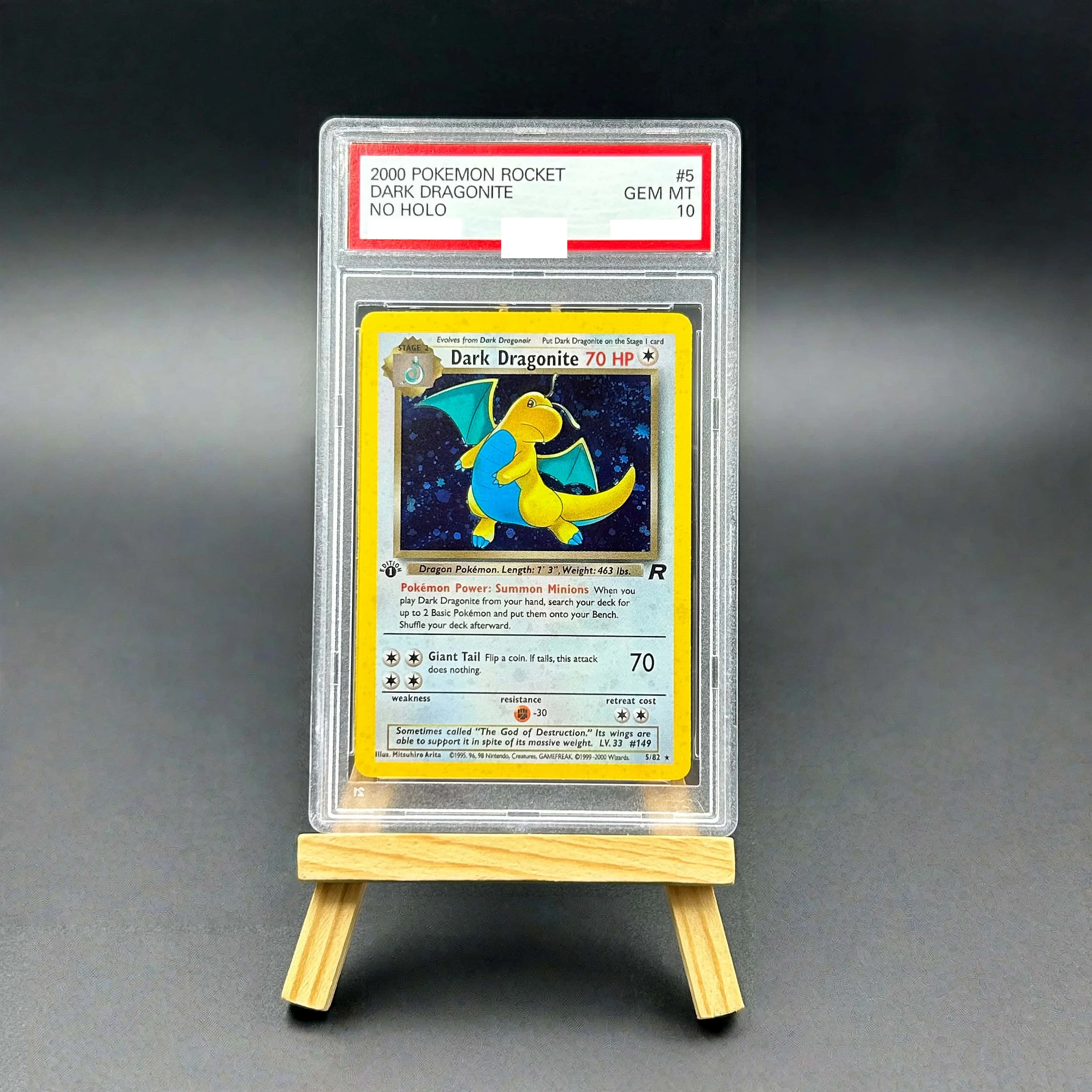 

2000 Pokemon Team Rocket Dark Dragonite Holo Textured Card - 1st Edition Gem Mint 10 Collectible TCG