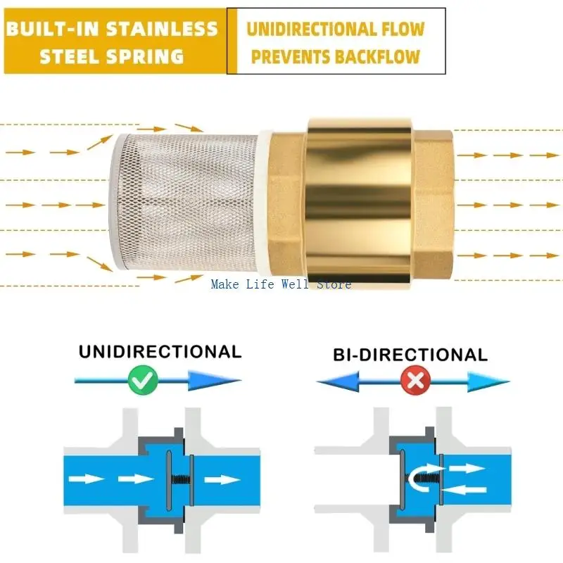 Brass Vertical Check Valves High Pressure Foot Valves With Filter Screen For Deeply Well Pump And Industrial Piping