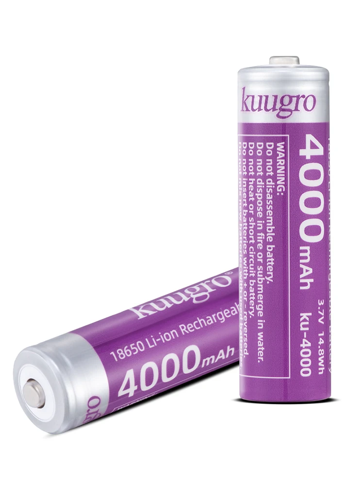 Akumulator Kuugro 18650 4000mAh z ostrym wyprowadzeniem, 3.7V, najwyższa pojemność, 12A, akumulatory do ładowania, do latarek. — zdjęcie produktu 7