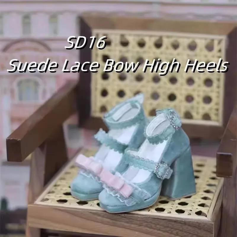 

Бархатный кружевной бант с квадратным носком, на толстой подошве, на высоком каблуке, точечный инвентарь, обувь BJD/SD/DD/AS, элегантная обувь для девочек, 1/3, красные, синие аксессуары для кукол