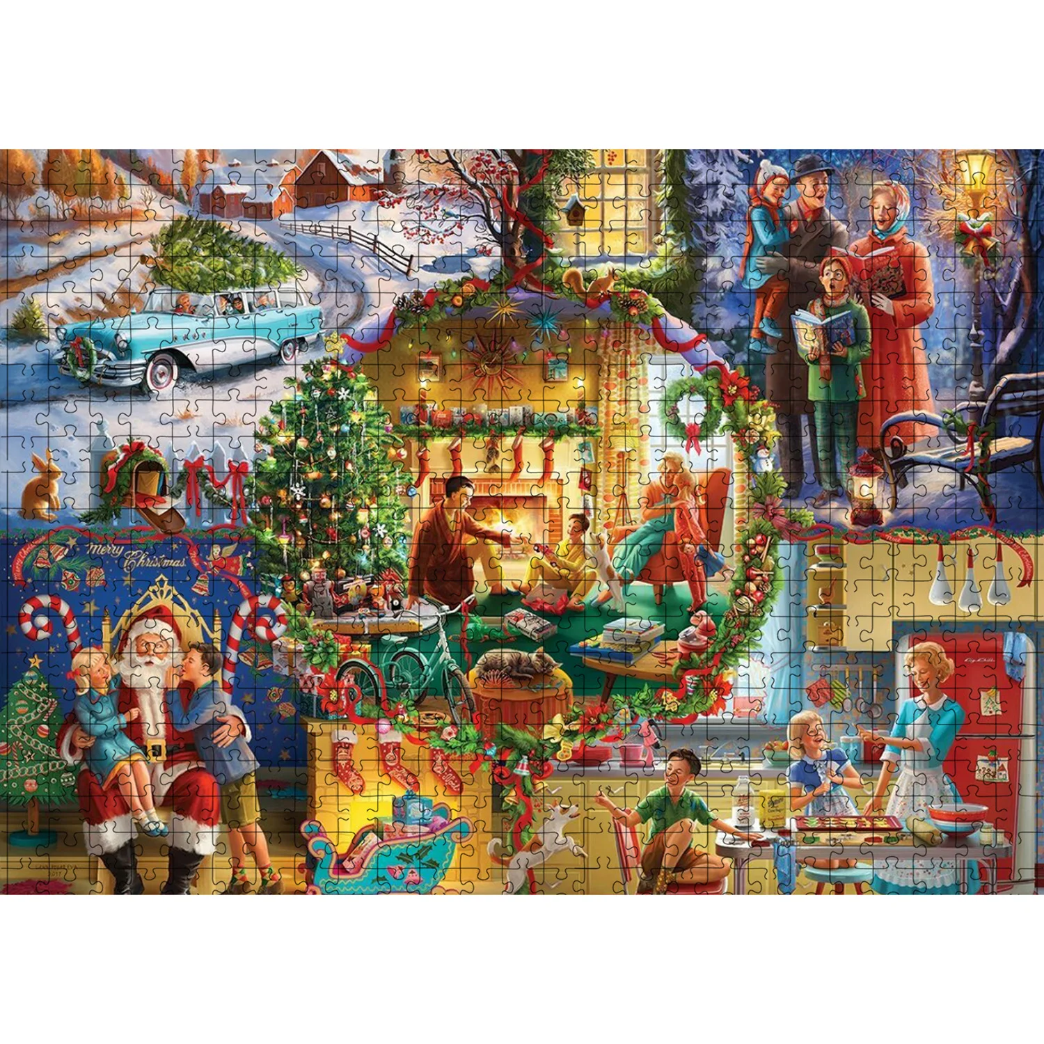 1000 Pieces Merry Christmas Jigsaw Puzzles for Adults Home Decor Games Family Fun Floor Puzzles Educational Toys for Kids