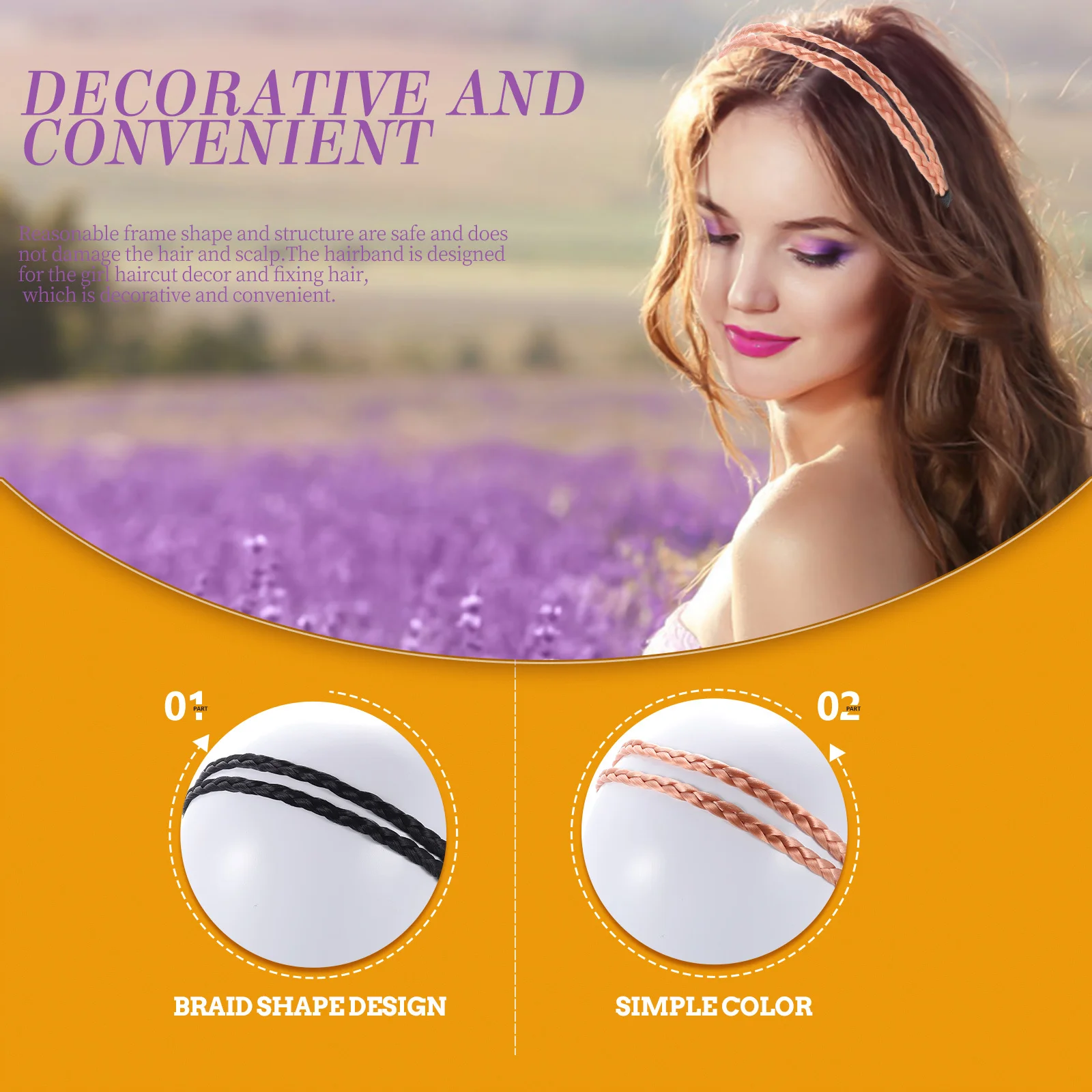 

8pcs Braided Headband For Women Hair Braid Decor Elastic Hair Band Daily Wear Party Bathing Face Mask Use Braided Headbands