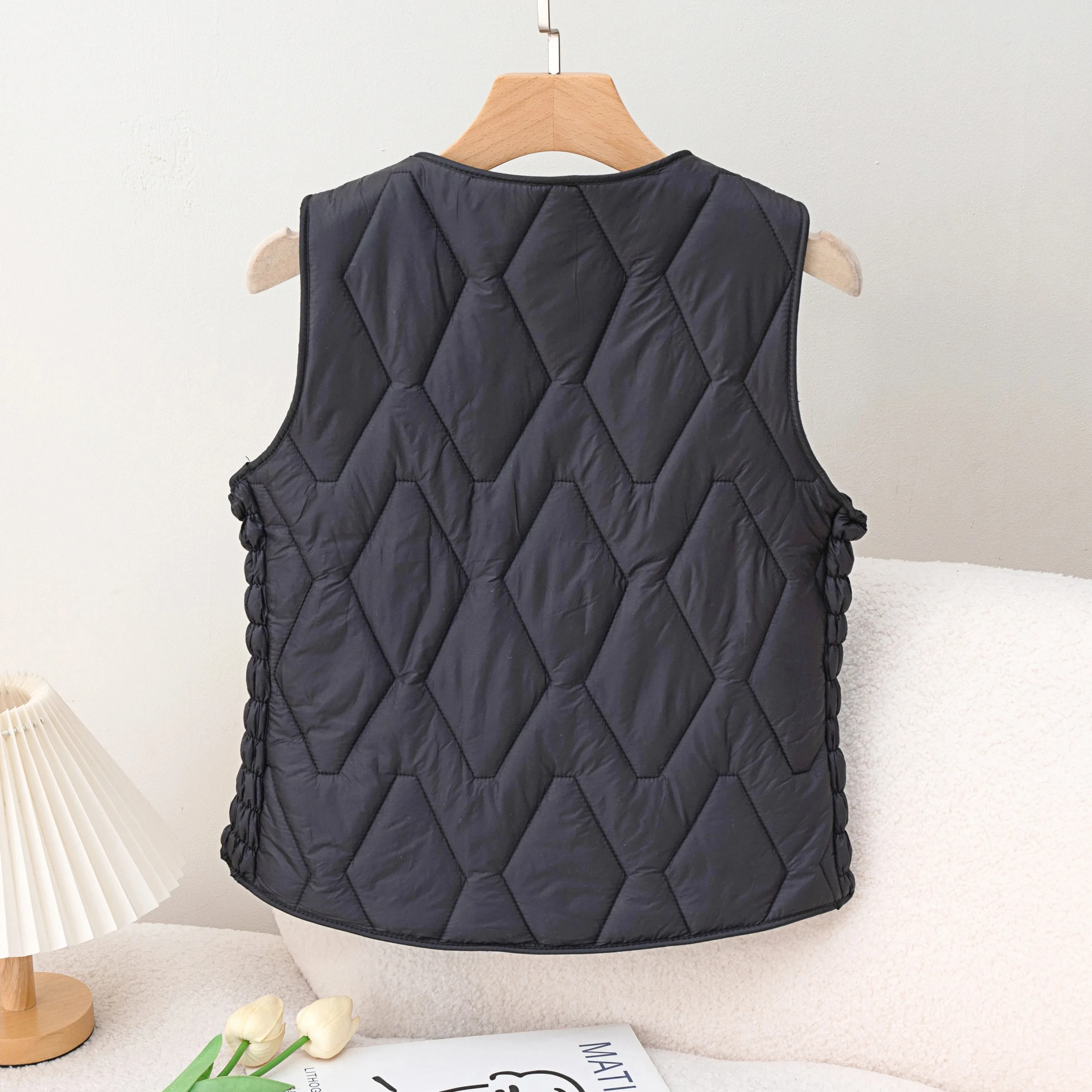 Feminino fino ajuste fce forrado colete bordado camadas ort sle bal cardigan desgaste interno fibra de poliéster v ne zíper