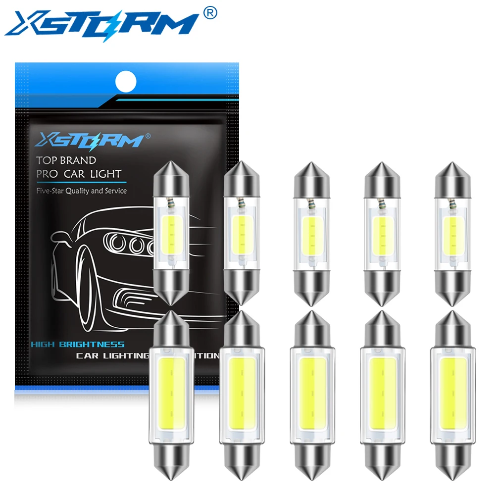 10Pcs C5W C10W LED Bulb Canbus 31mm 36mm 39mm 41mm Festoon Led Car Interior Light Dome Reading License Plate Lamp 12V Auto White