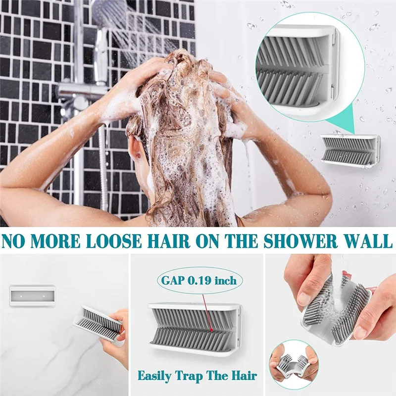 Recogedor de cabello, trampa para el cabello para desagüe de ducha, recolector de cabello, material de silicona, fácil de atrapar el cabello (blanco)
