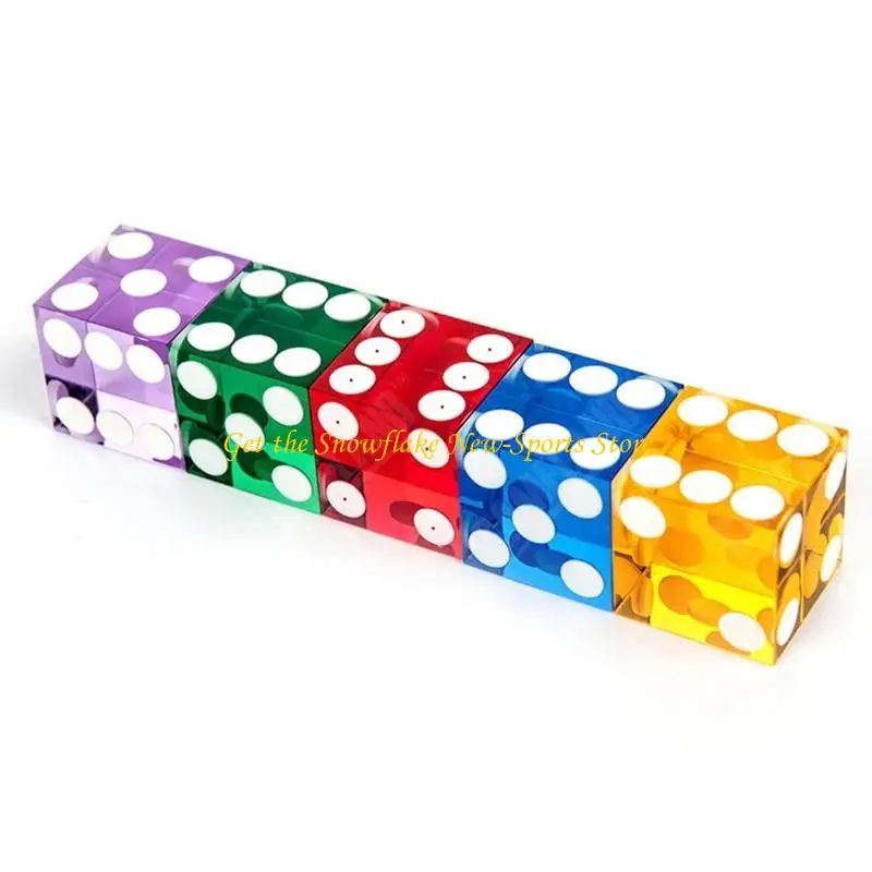 

E56D 5 Pcs Transparent six Sided D6 Casino 19mm for Sharp Straight Cor