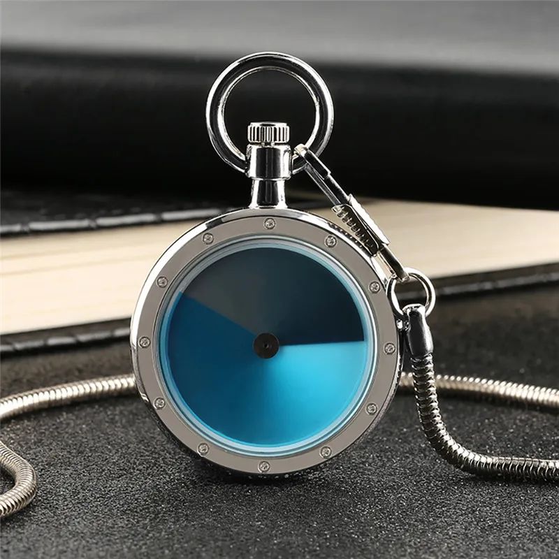 Black/silver Case Turnable Dial Mixed Color Open Face Women Men Quartz Pocket Watch with Pendant Snake Chain Reloj De Bolsillo