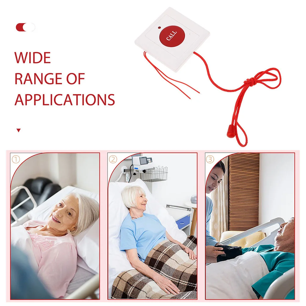 2Pcs Emergency Call Button for Elderly Wall Mounted Pull Cord Sos Alarm Easy Install Patient Alert Caregiver Pager Wireless