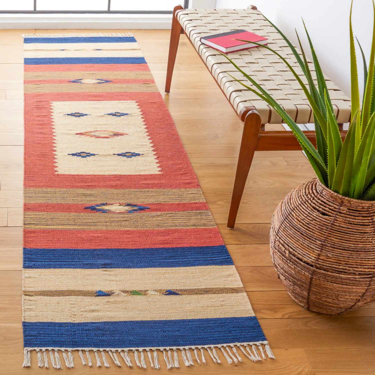 

Handwoven Pure Cotton Kilim Carpet Nordic Simple Sle for Home Use B&B Bedroom Bede Rug Door Mat Floor Mat Rectangle ape