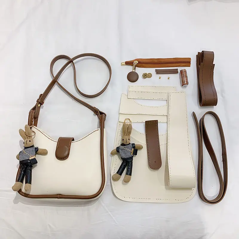 DIY Hand Sew Material Package Women Handbag Handmade Flap Underarm Bags Girls Casual Shoulder Crossbody Bag Selfmade Purses Gift