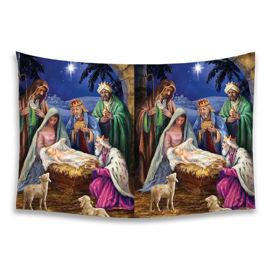 Christian Nativity Religious Style Cover Wall Tapestry Jesus Wall Hanging Tapestry Son of Heaven Fashion Home Decor Poster