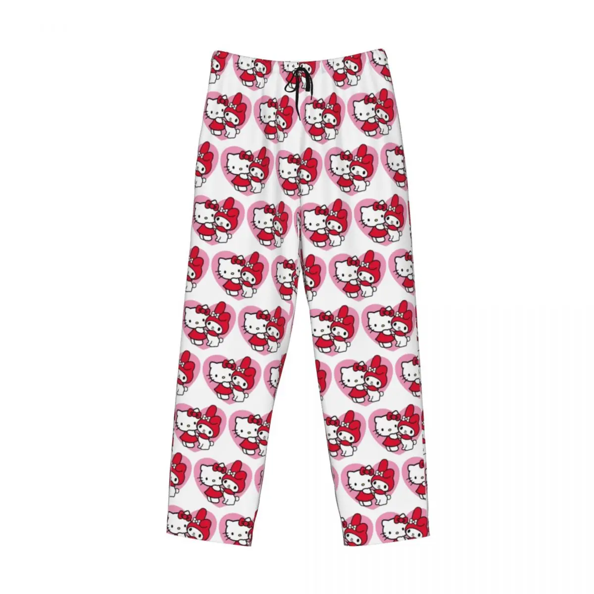 Custom Cartoon Anime Hello Kitty Pajama Pants Sleepwear Men Elastic Waistband Sleep Lounge Bottoms with Pockets