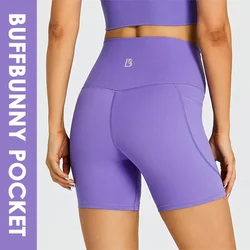 Buffbunny-pantalones cortos con bolsillo para mujer, ropa deportiva sin costuras para Fitness, Yoga, entrenamiento, correr, Verano