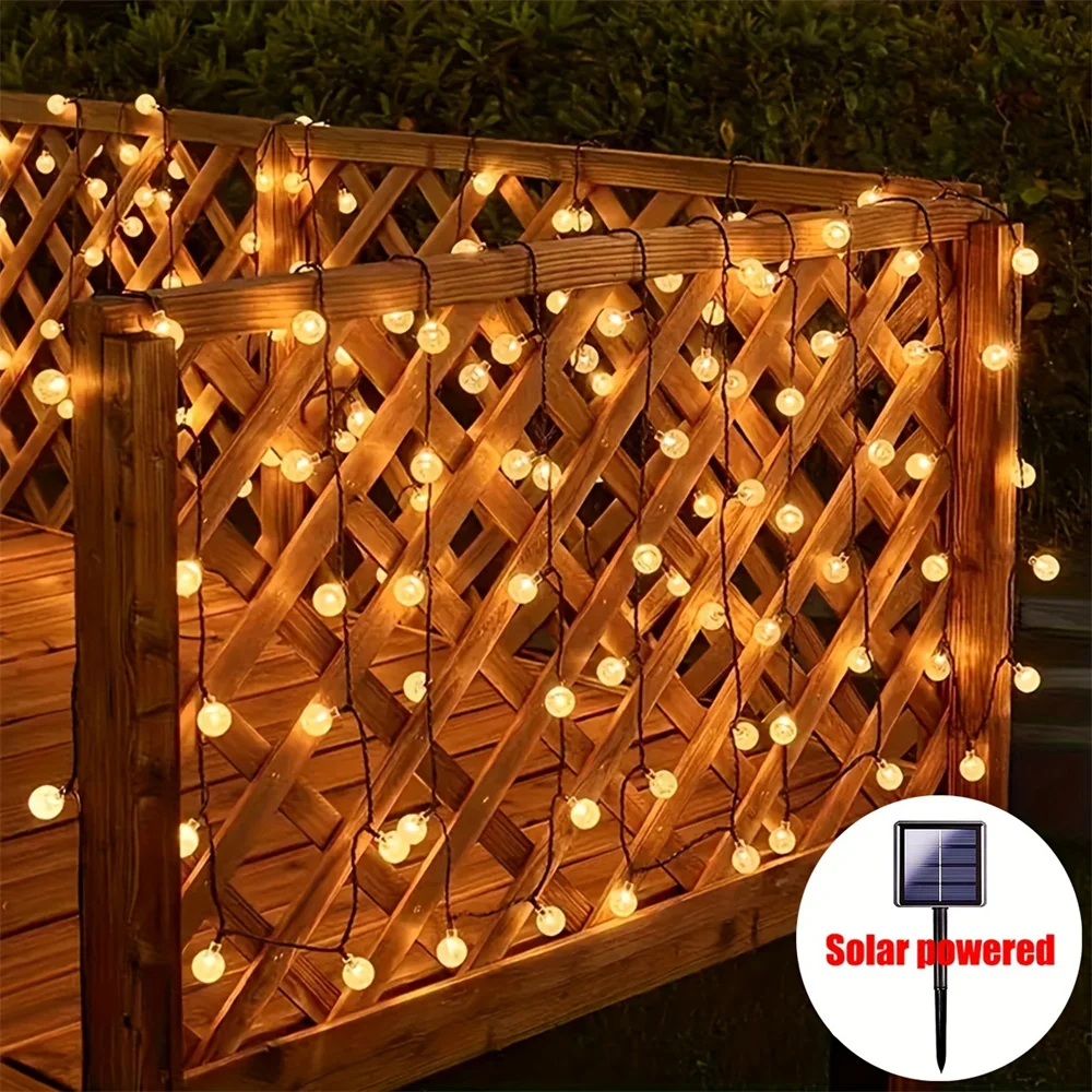 Imagem -02 - Crystal Bubble Ball String Lights For Christmas Tree Decoration Luzes Solares Impermeáveis Luzes de Tenda ao ar Livre