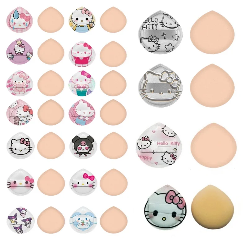 Kawaii Hello Kitty Luchtkussen Poeder Puff Schattige Sanrio Anime Grote Waterdruppel Droog Nat Dual Use Y 2K Jonge Vrouwen Schoonheid Make-Up Tools