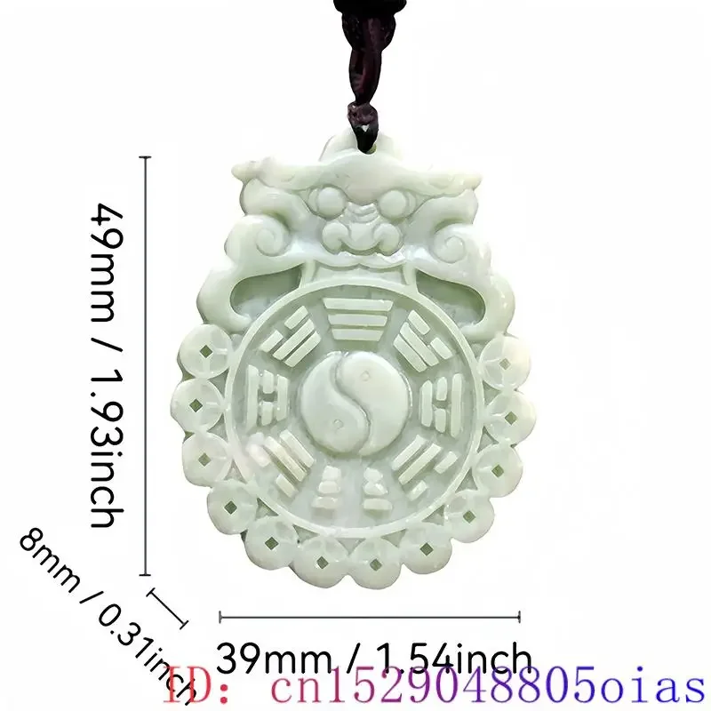 Green Real Jade Tai Chi Pendant Necklace Natural Stone Amulet Gifts for Women Men Luxury Chinese Gift Carved Jewelry Vintage