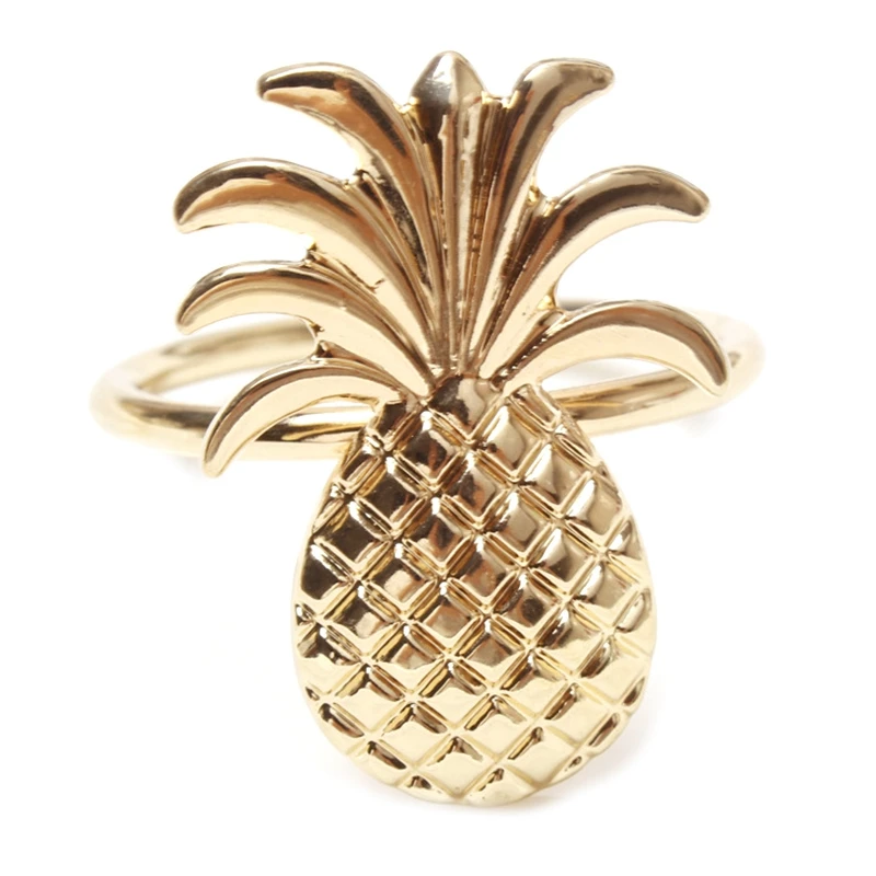 12Pcs Pineapple Napkin Ring Metal Plating Napkin Ring Ring Stand Wedding Holiday Party Table Decoration Gold