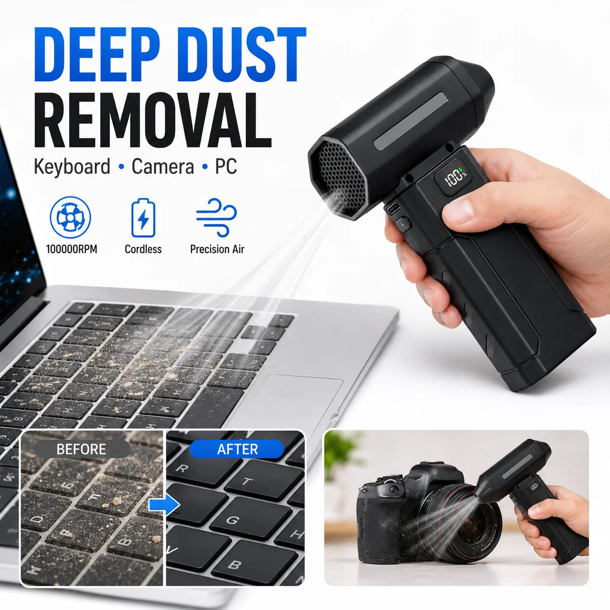 

High Speed Brushless Turbo Fan Blower 100000RPM Powerful Electric Air Duster for PC Keyboard Car Home Cleaning